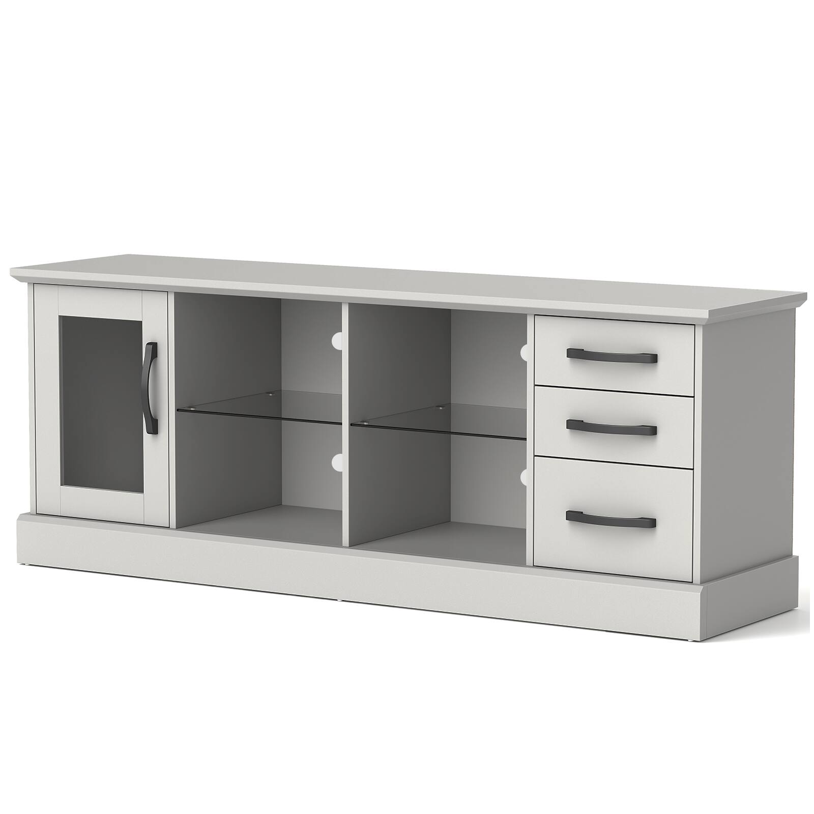 Alt View 2. Costway - Costway TV Stand for 73 Inches TVs 63" Entertainment Center with Glass-door Cabinet 3 Drawers - Gray.