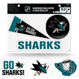 Rico Industries - San Jose Sharks (Set of 6) Individual Easy Peel Die-Cut Decal Stickers - Remove - Re-organize - Re-apply - Multi