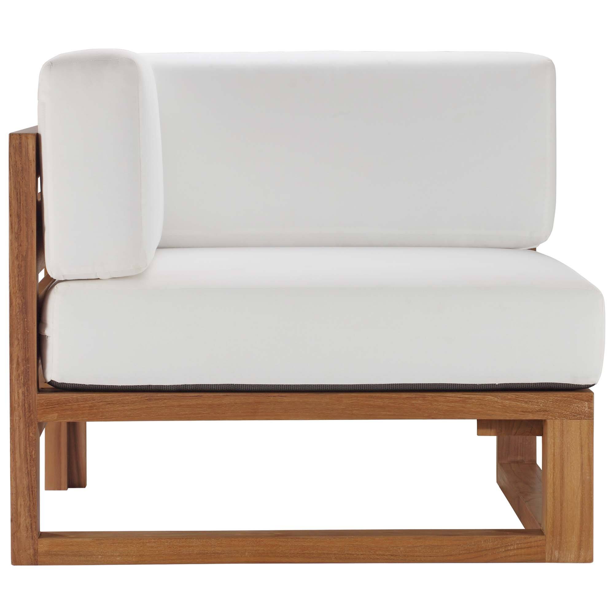 Alt View 6. Modway - Upland 3-Piece Outdoor Patio Teak Wood Sectional Sofa Set by Modway - Natural White.