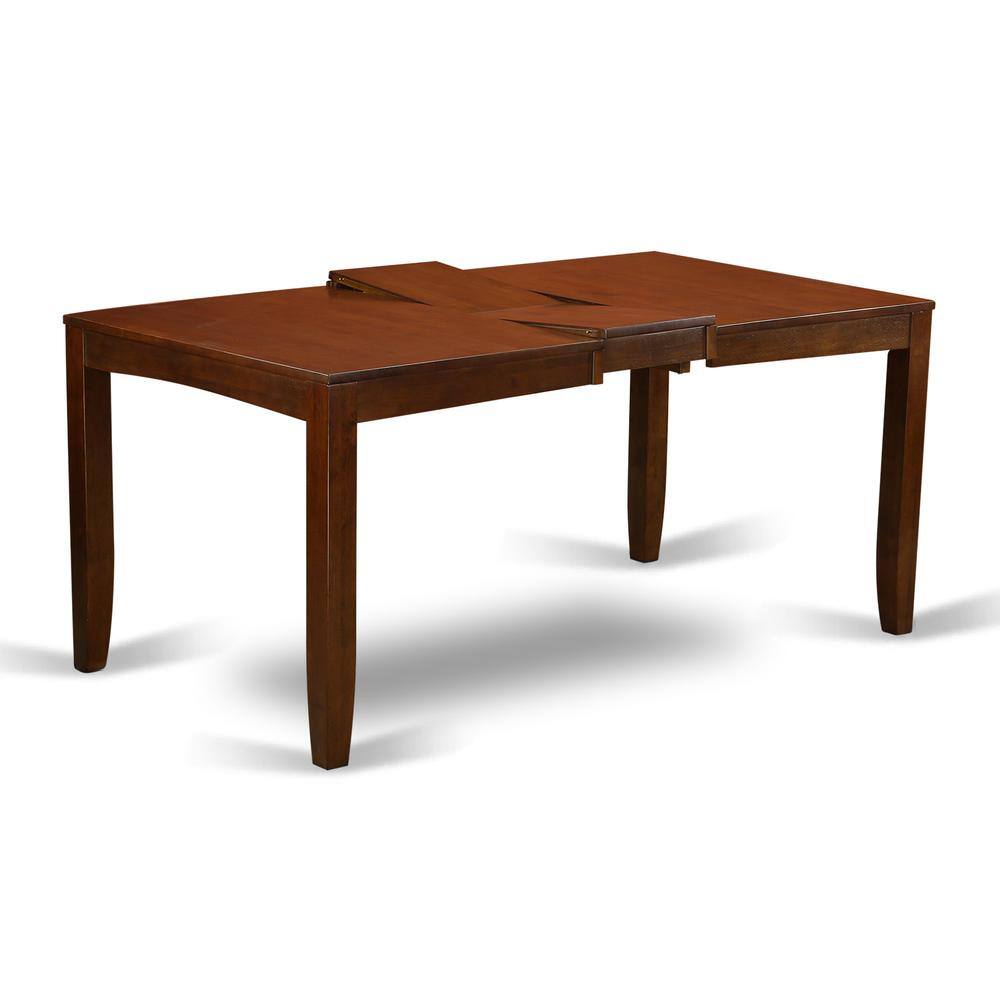 Angle. East West Furniture - LYVA7-ESP-C 7 Pc Dining Table with a 12" Leaf and 6 Cushion Kitchen Chairs - Espresso.
