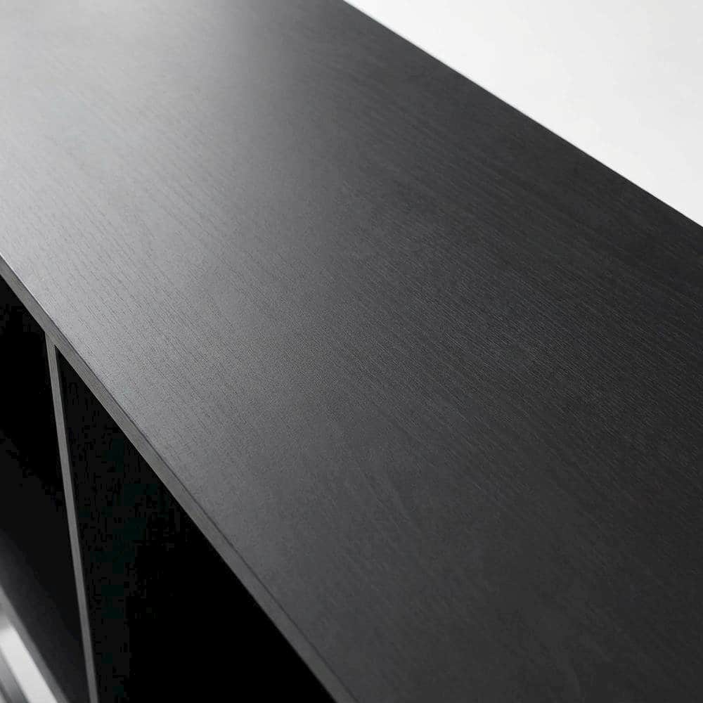 Alt View 2. FurniFact - Black Record Player Stand, MDF Steel Industrial Vinyl Console - Black.