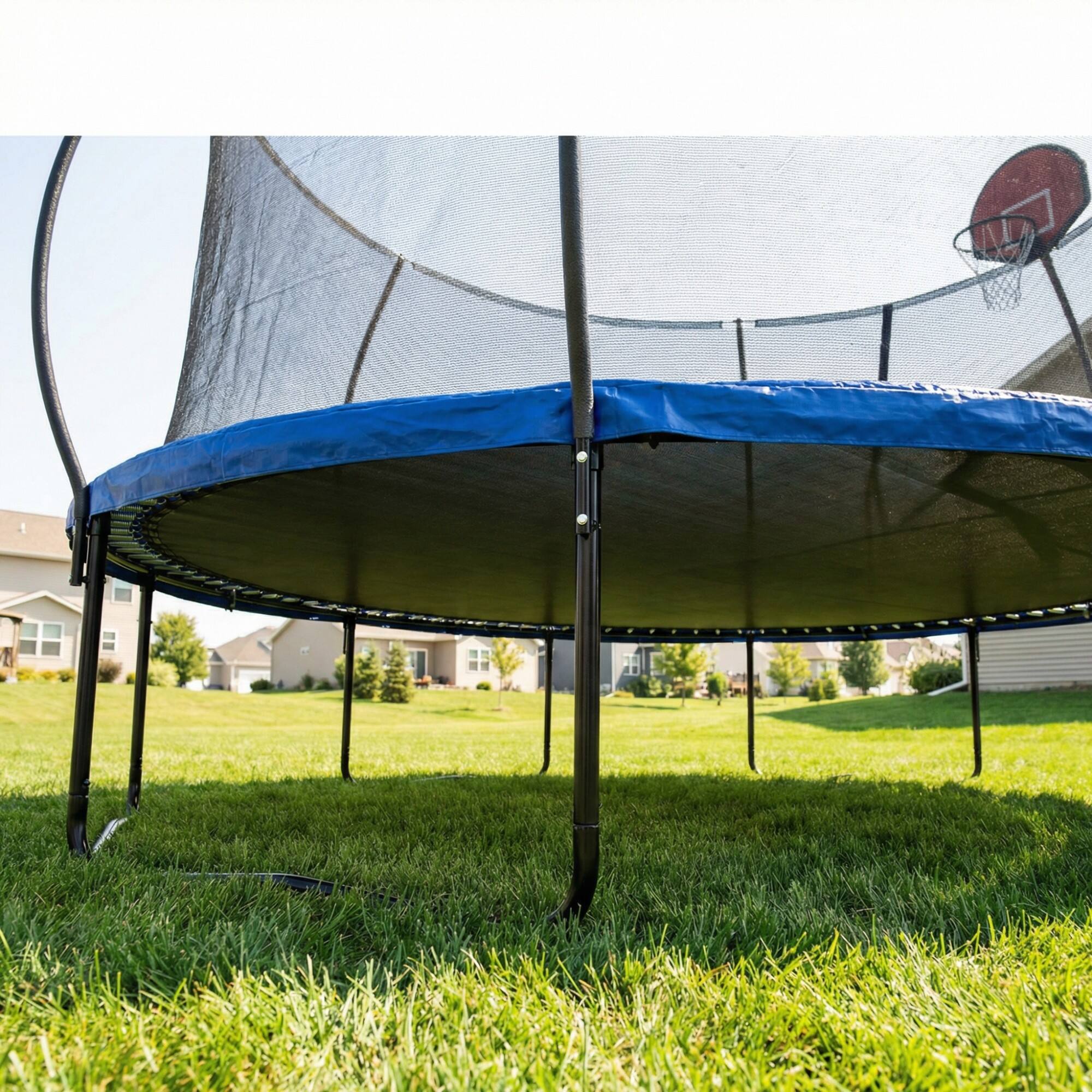 Left. LOVMOR - Lovmor 14 FT Trampoline with Basketball Hoop and Ladder Recreational Trampoline for Adults.