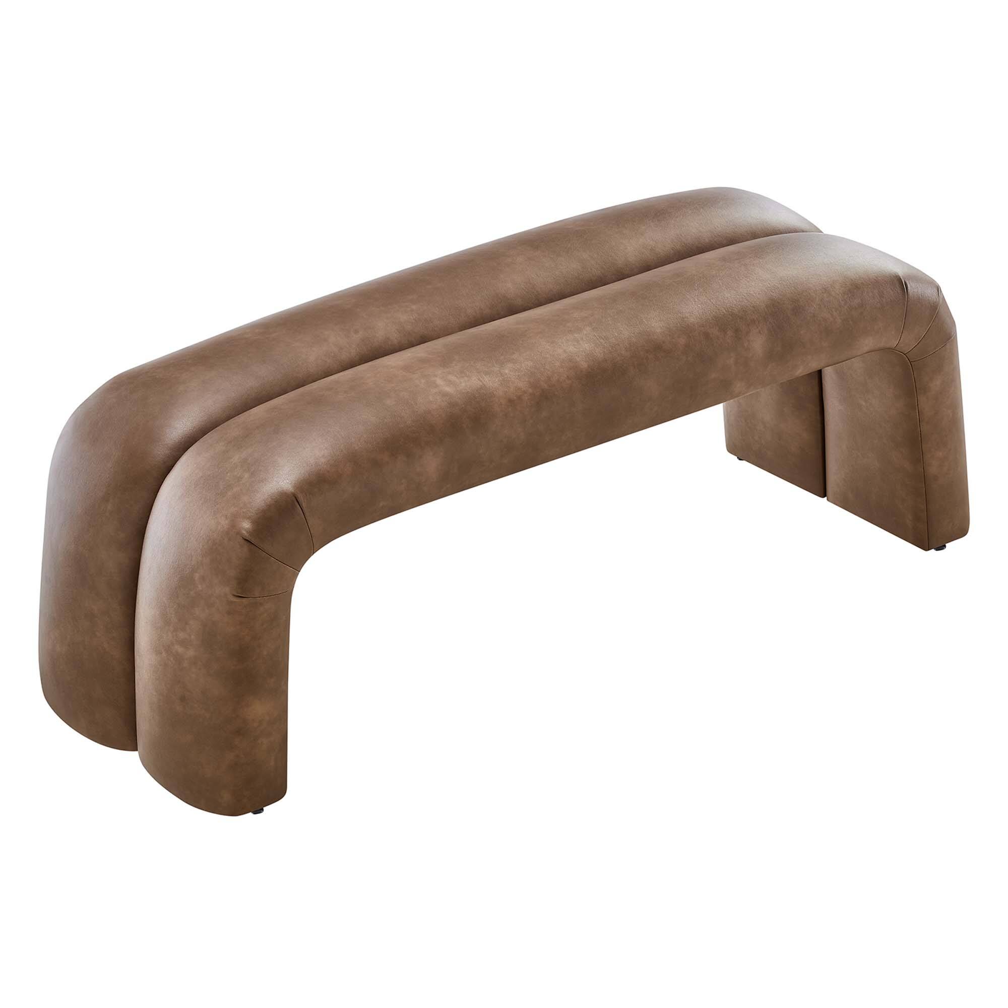 Alt View 1. Modway - Dax 50.5" Vegan Leather Upholstered Accent Bench by Modway - Brown.