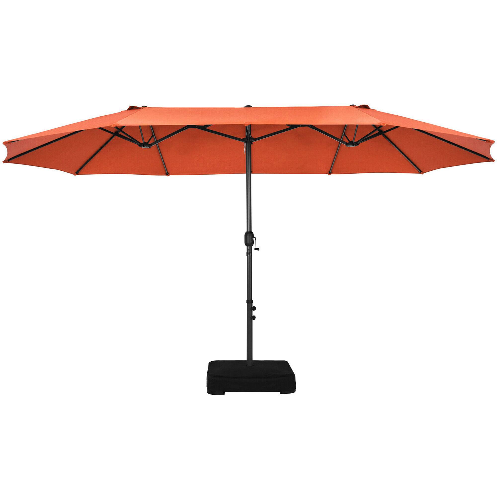 Alt View 6. Gymax - Gymax 15 ft Double-Sided Patio Umbrella Market Twin Umbrella w/ Enhanced Base Orange - Orange.