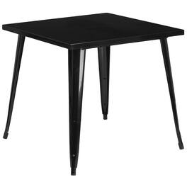 Emma + Oliver - Commercial Grade 31.75" Square Metal Indoor-Outdoor Dining Patio Table - Black