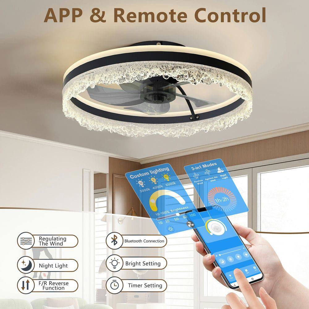 APP & Remote Control

Custom Lighting
- 3000K 4000K 6500K
- 10-100% Brightness

3-in-1 Modes
- 1h-2h

Regulating The Wind

Bluetooth Connection

Night Light

Bright Setting

F/R Reverse Function

Timer Setting