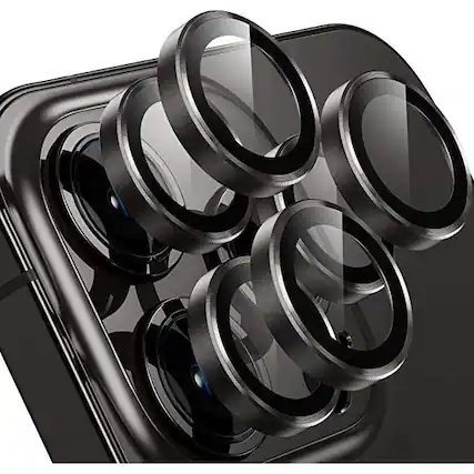 Front. Entronix - Entronix Metal Camera Lens Protector for iPhone 16 and 16 Plus - Ultimate Protection - Black.