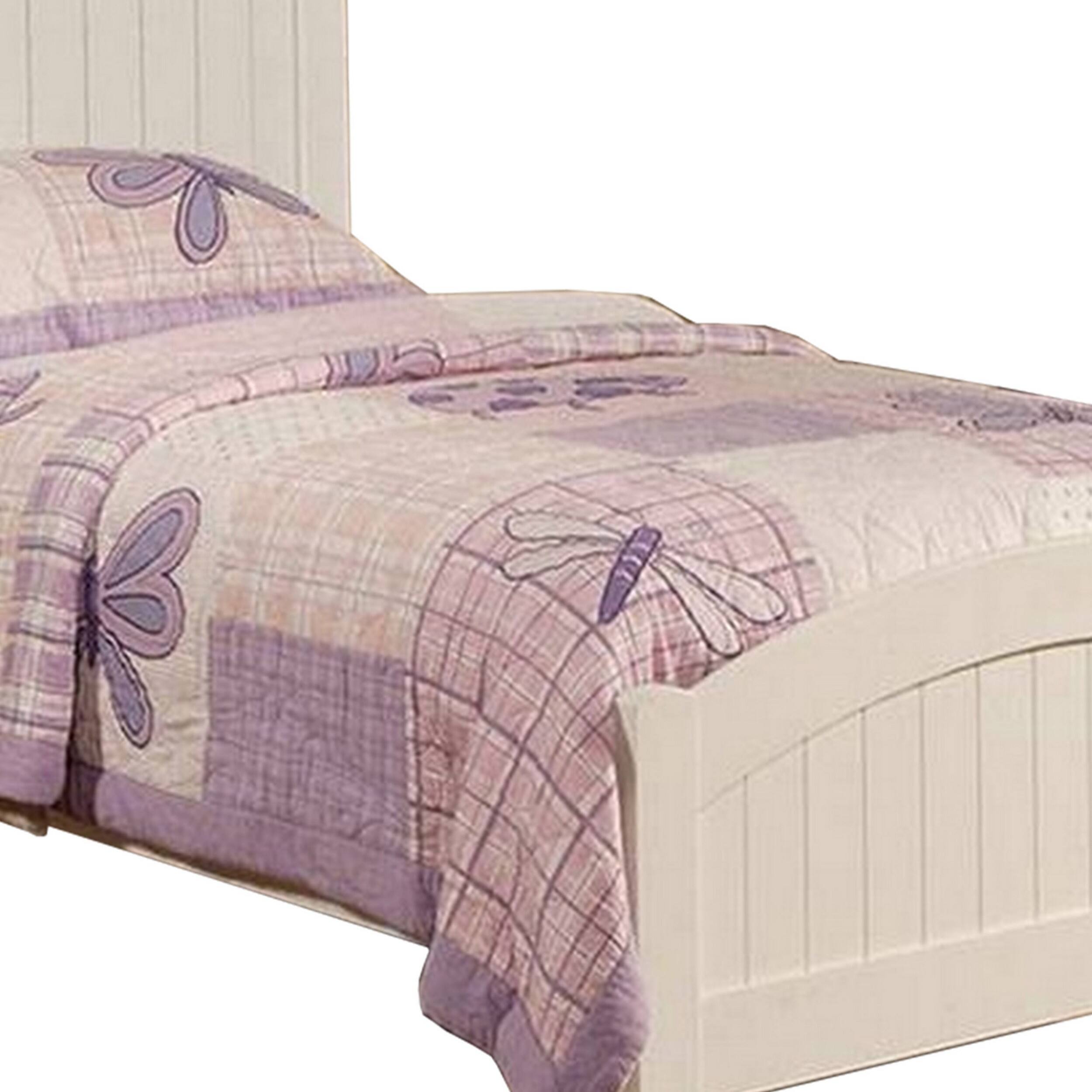 Alt View 3. Manhattan Lane - Shov Twin Size Bed, Arched Headboard, Classic White Wood Construction - White.