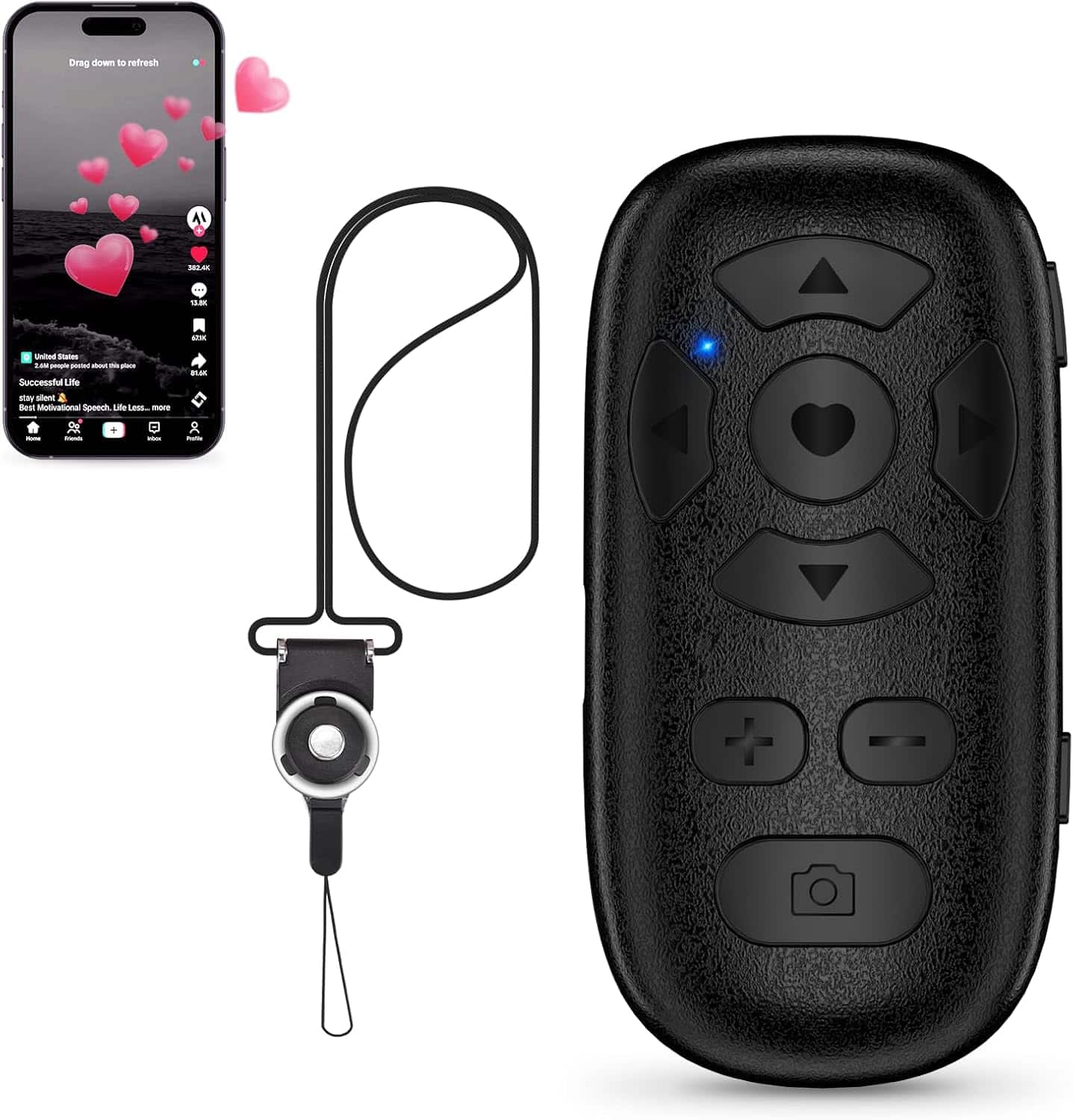 ACJPR - TikTok Scrolling Remote for iPhone/Android, Bluetooth Page Turner, Black