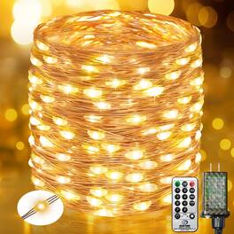 Veranti - 33FT 100 LED Plug-In Fairy Lights with Remote, 8 Modes, Dimmable, 3 Timer Settings, Waterproof Copper Wire