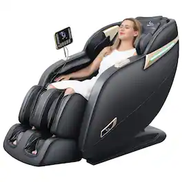 MassaMax - MD906 3D SL Track Smart Massage Chair with Voice Control, AI Body Scan, Zero Gravity,Heat Function - Black