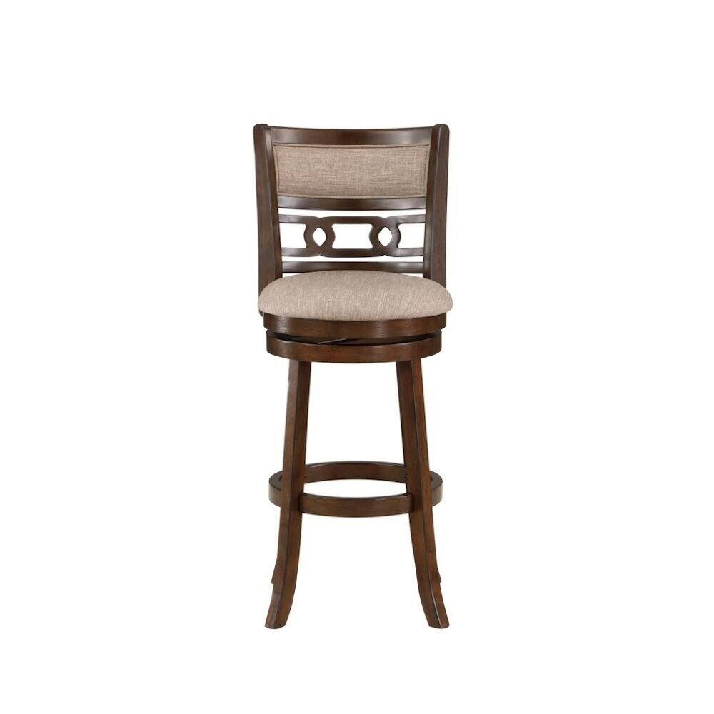 Alt View 1. FurniFact - Brown Solid Wood 29" Swivel Bar Stool - Cherry.