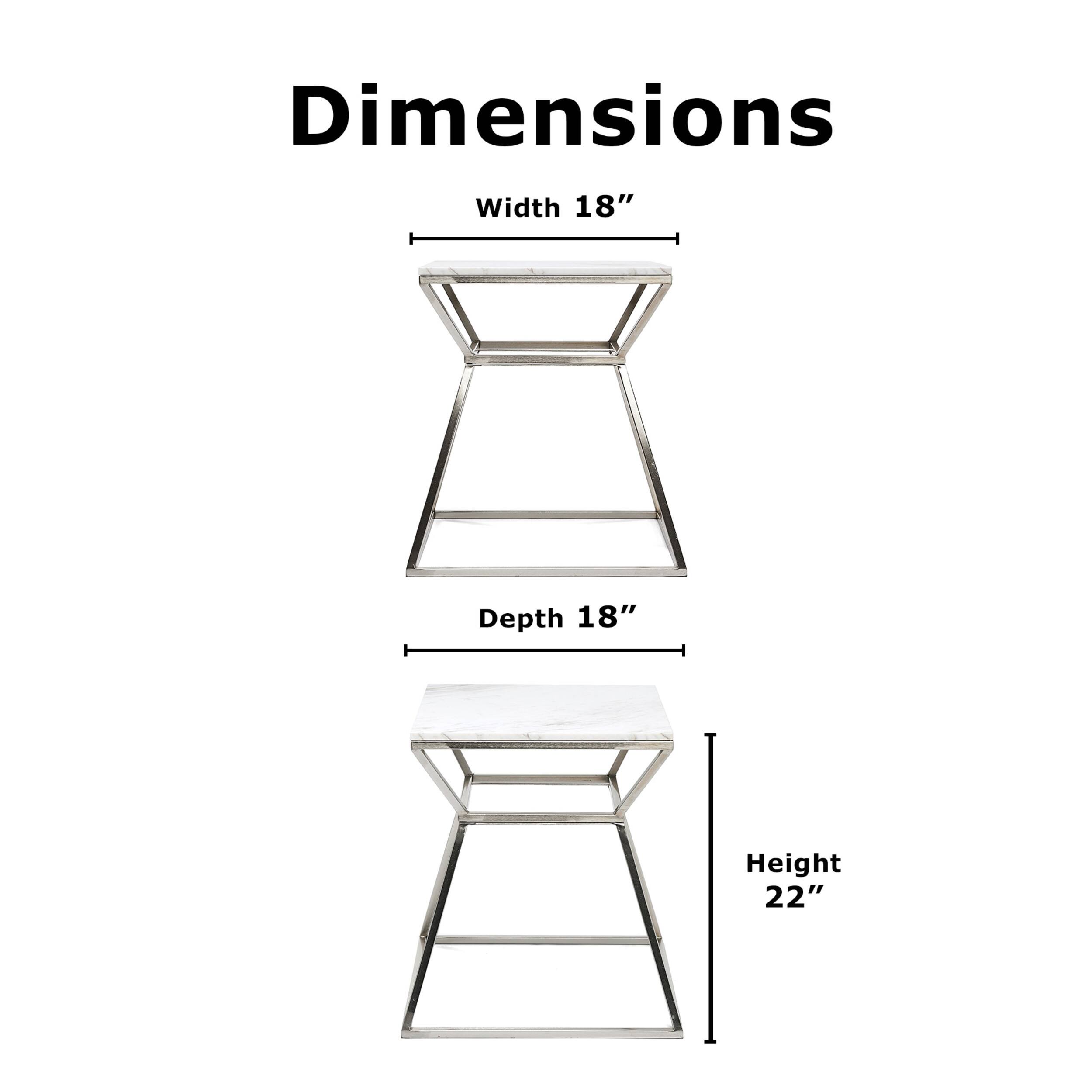 Angle. Adore Decor - Audrey Tall Marble Side Table - Silver.