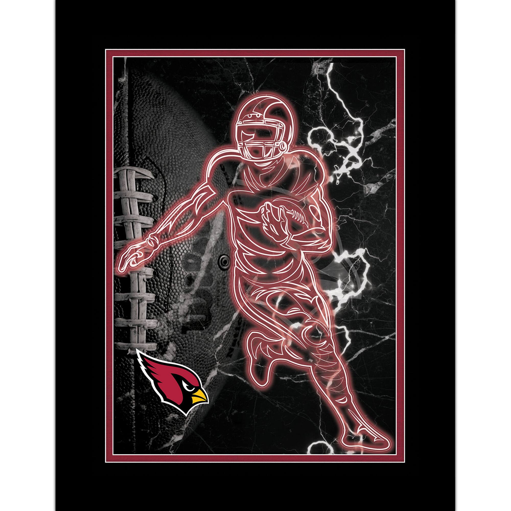 Black Arizona Cardinals 12'' x 16'' Framed Neon Player Print