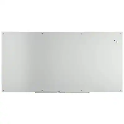 Front. TRU RED - TRU RED™ Magnetic Tempered Glass Dry Erase Board, White, 8' x 4' - White.