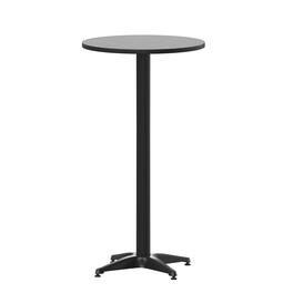 Emma + Oliver - 23.25" Round Aluminum Indoor-Outdoor Bar Height Table with Flip-Up Table - Black