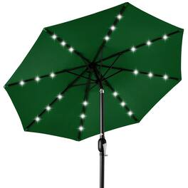 Best Choice Products - 10ft Solar LED Lighted Patio Umbrella w/ Tilt Adjustment, UV-Resistant Fabric - Green