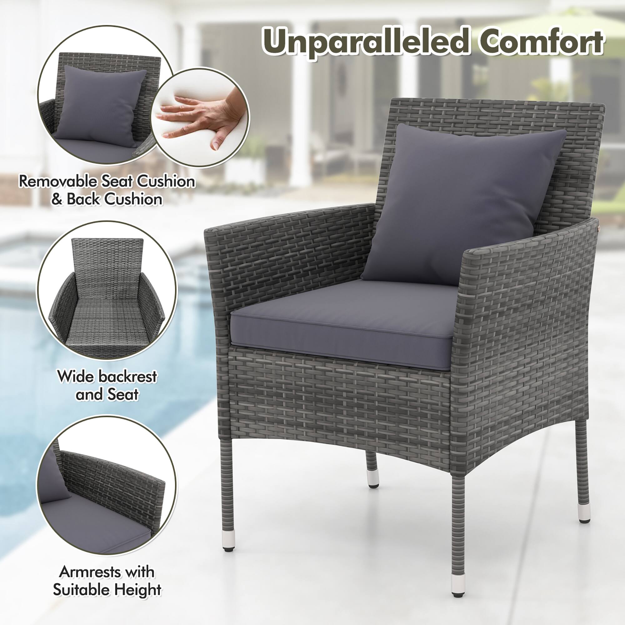 Unparalleled Comfort
Removable Seat Cushion & Back Cushion
Wide backrest and Seat
Armrests with Suitable Height