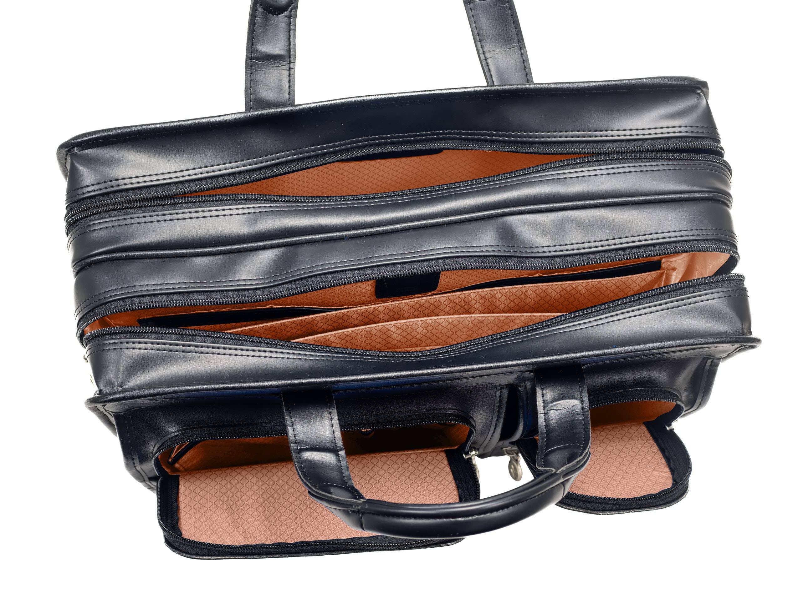 Alt View 5. McKleinUSA - 15-Inch Laptop Briefcase Top Grain Cowhide Leather Double Compartment P Series HUBBARD - Black.