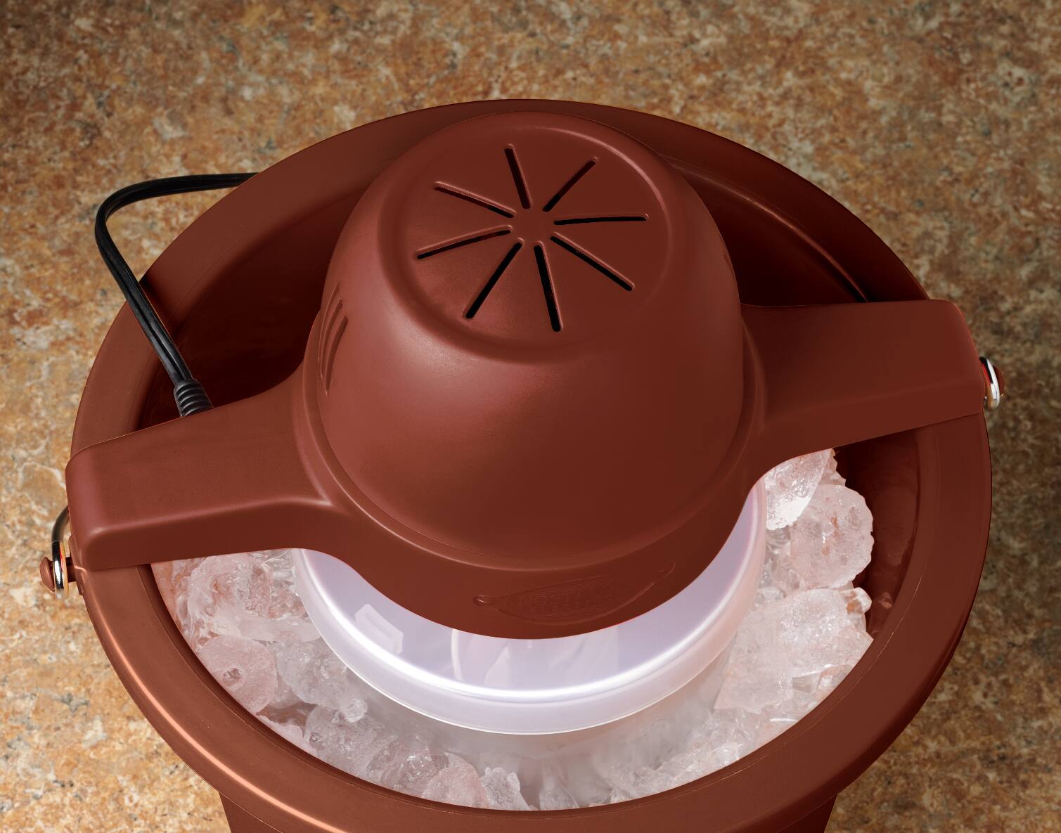 Alt View 1. Nostalgia - 4-qt. Wood Bucket Ice Cream Maker - Dark Brown.