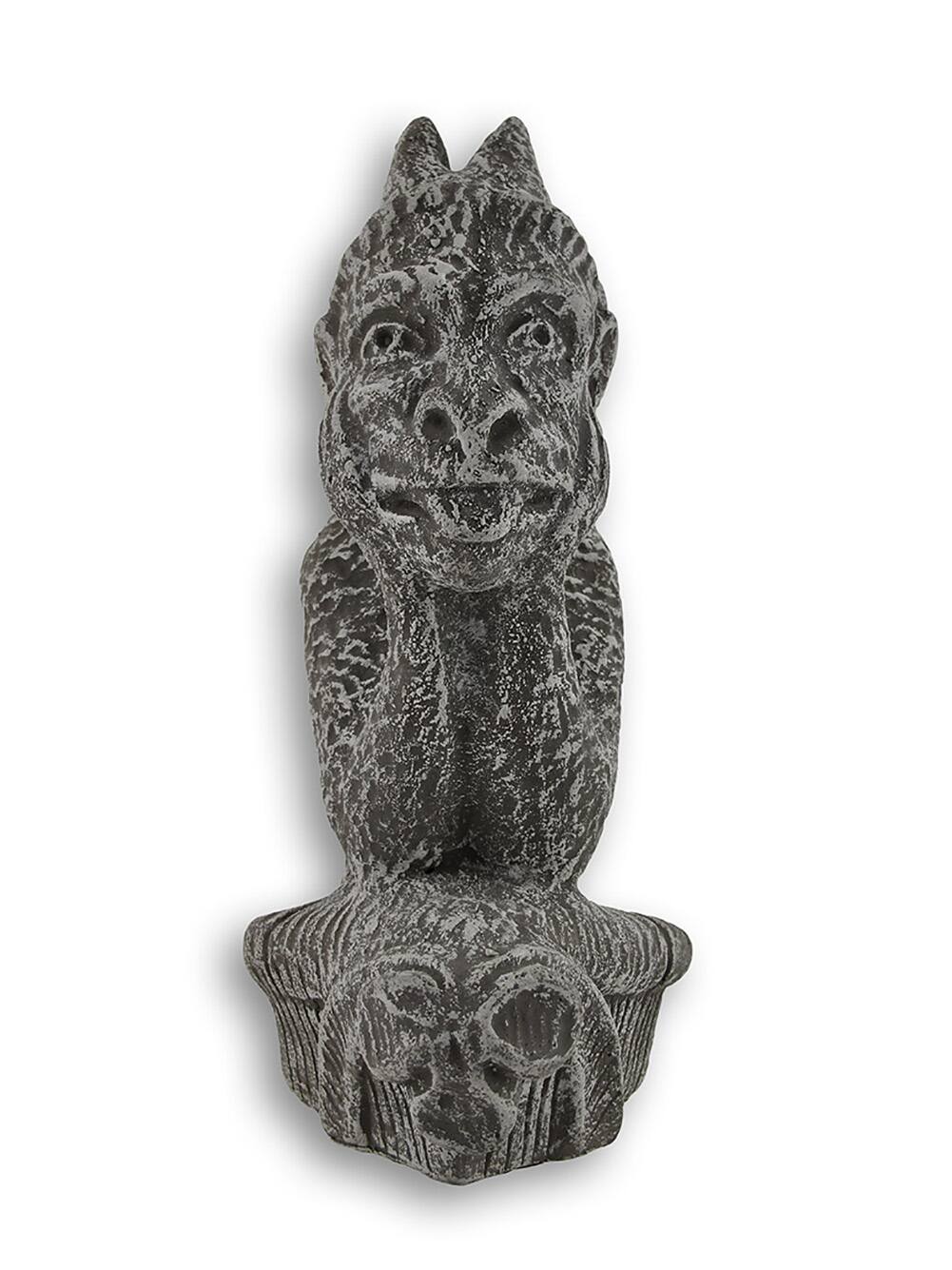 Alt View 1. Zeckos - Le Penseur de Notre Dame Gargoyle Concrete Statue - Grey.
