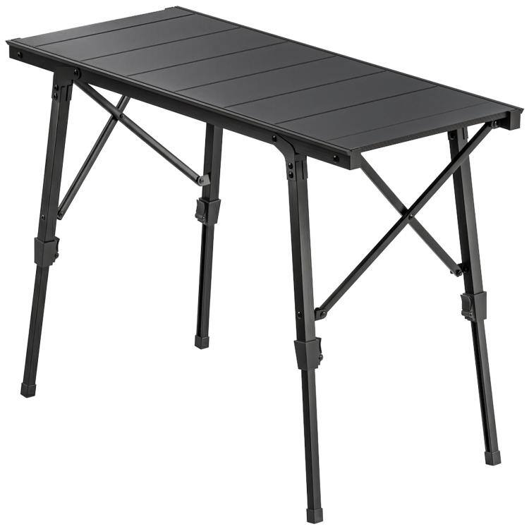 Alt View 9. PULUZ - Adjustable Height Folding Picnic Table with Removable Plates, Aluminum Camping Table - Black.