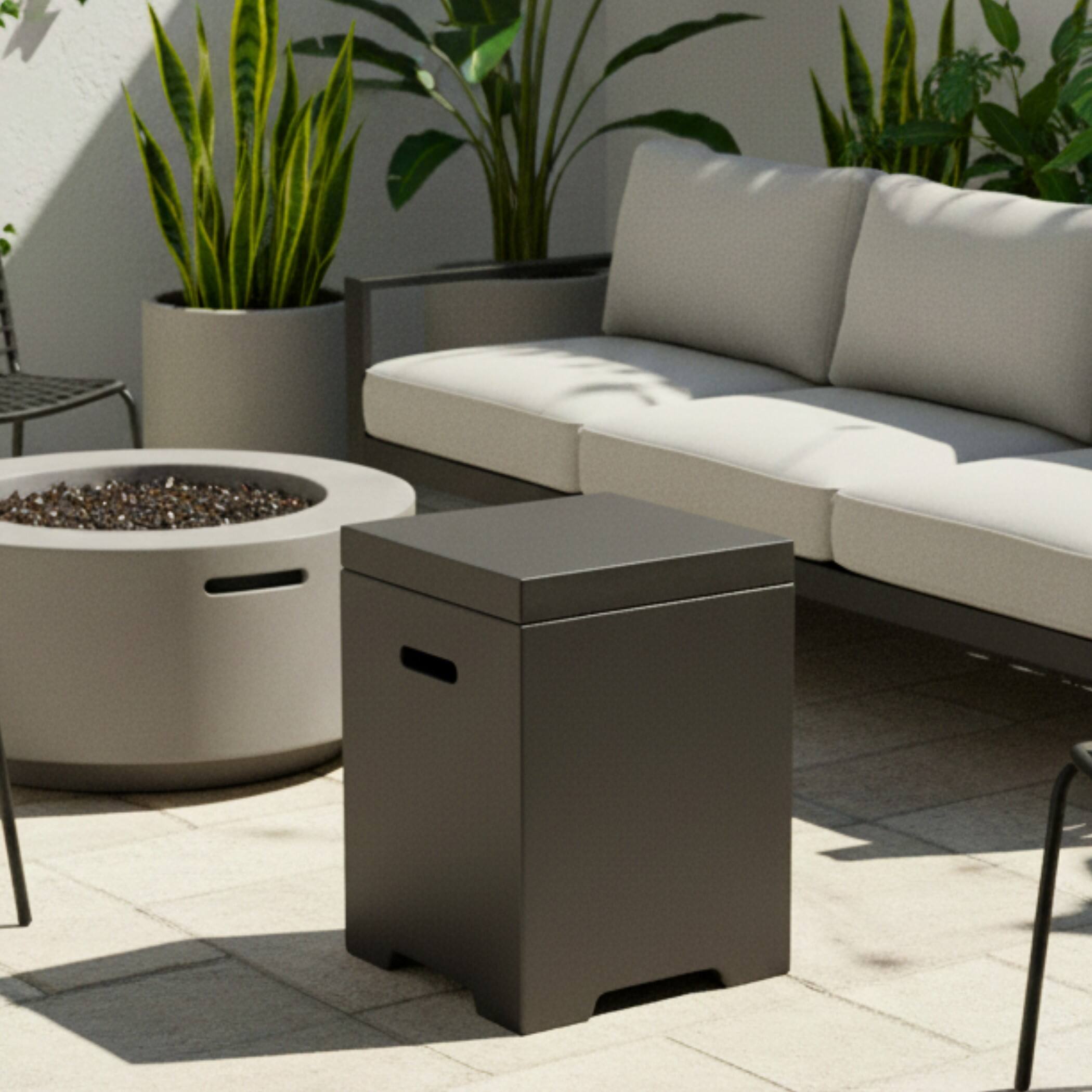 Alt View 5. Mondawe - 16 Inch Outdoor Propane Tank Cover and Side Table - Dark Gray.