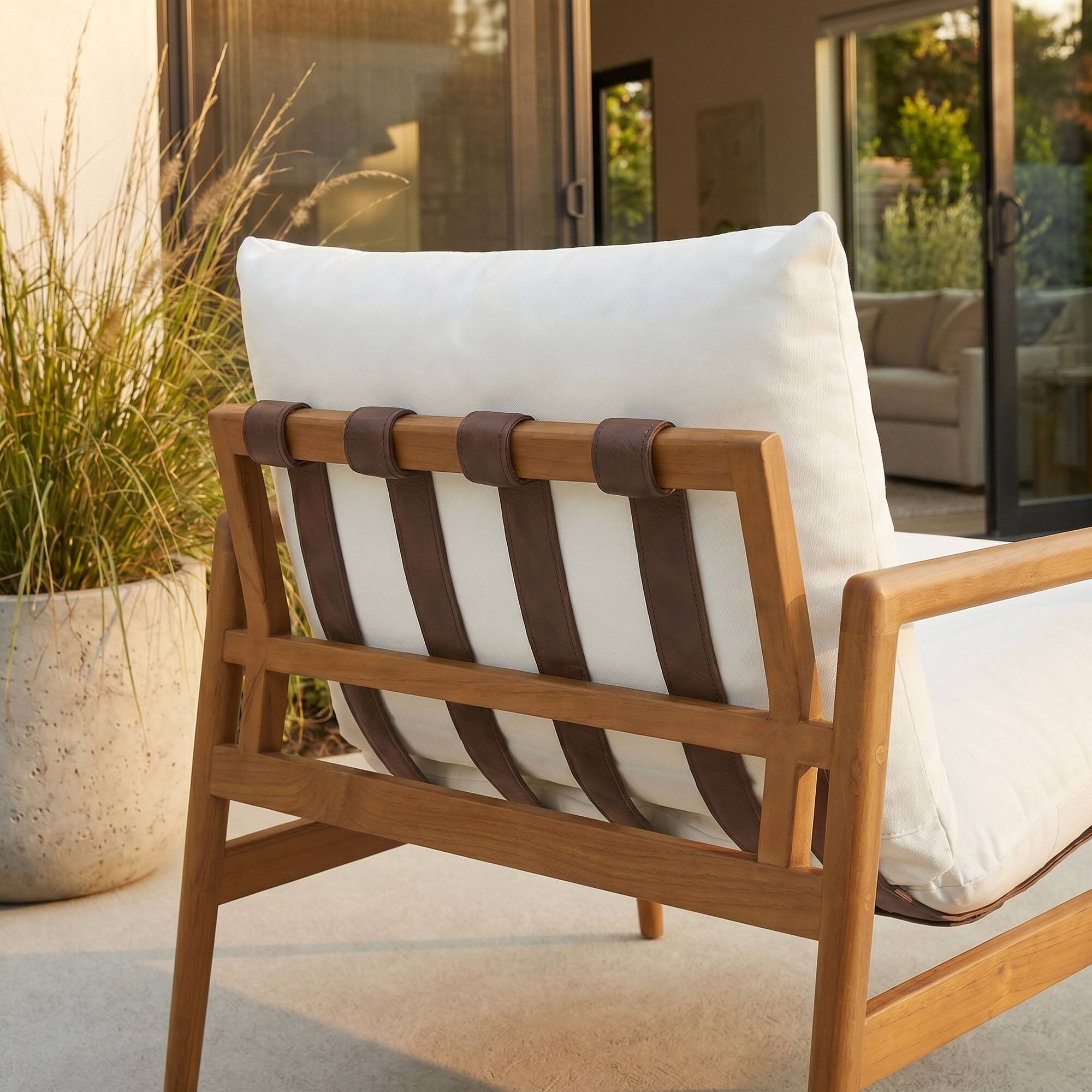 Alt View 4. Modway - Nomi Outdoor Teak Wood Sling Chair by Modway - Natural White.