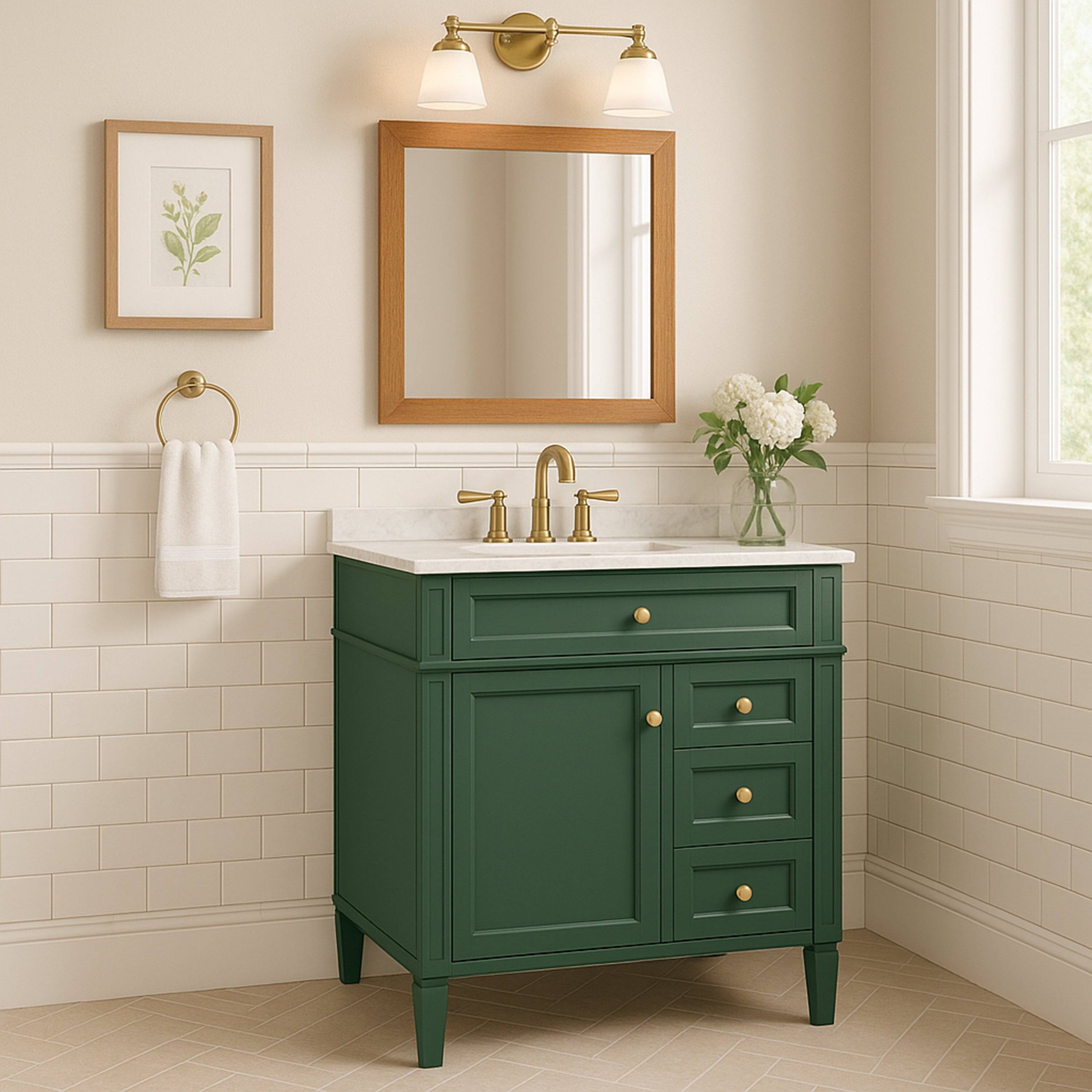 Alt View 2. Boyel Living - 30 Inch Modern Bathroom Vanity Cabinet No Sink Three Drawers With Tip Out Green - Green.