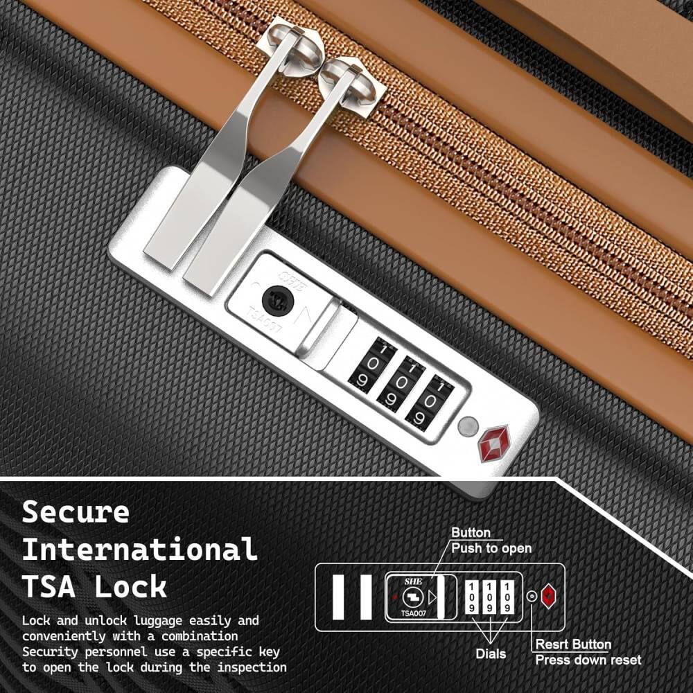 Sure, here is the corrected and grouped text:

---

**Secure International TSA Lock**

Lock and unlock luggage easily and conveniently with a combination. Security personnel use a specific key to open the lock during the inspection.

- **Button**
  - Push to open

- **Dials**
  - 1 1 1 0 0 0 . 9 9 9

- **Reset Button**
  - Press down reset

---

This text is organized to clearly convey the information about the TSA lock, including how to use it and the specific features.