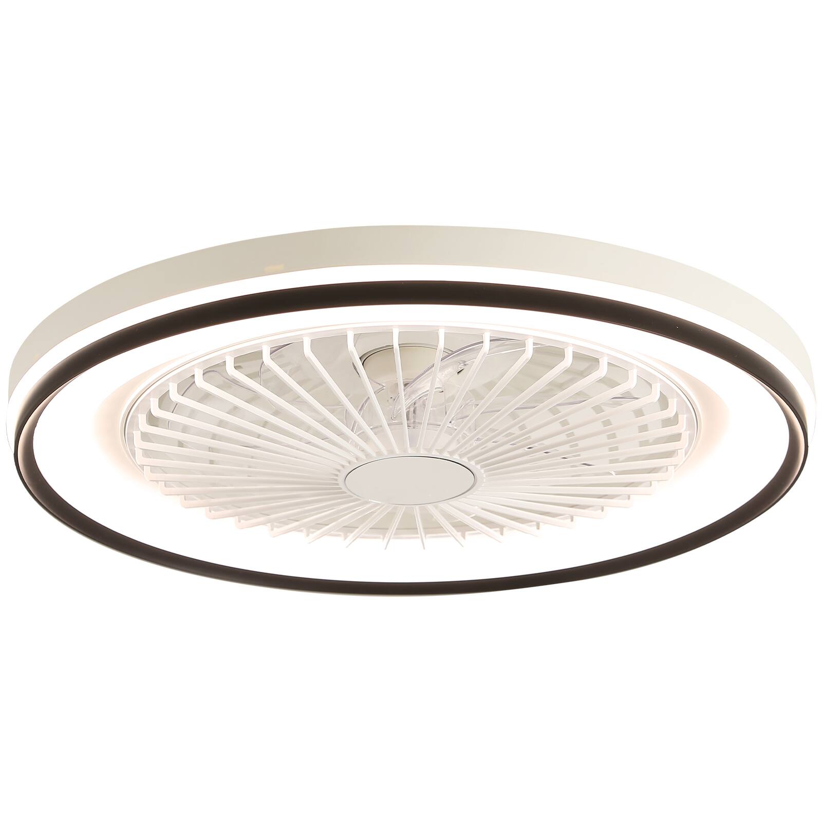 Angle. Loheer - Loheer 19 Inch RGB Enclosed Ceiling Fan with Light Flush Mount Bladeless Dimmable LED Low Profile Fan with Remote.