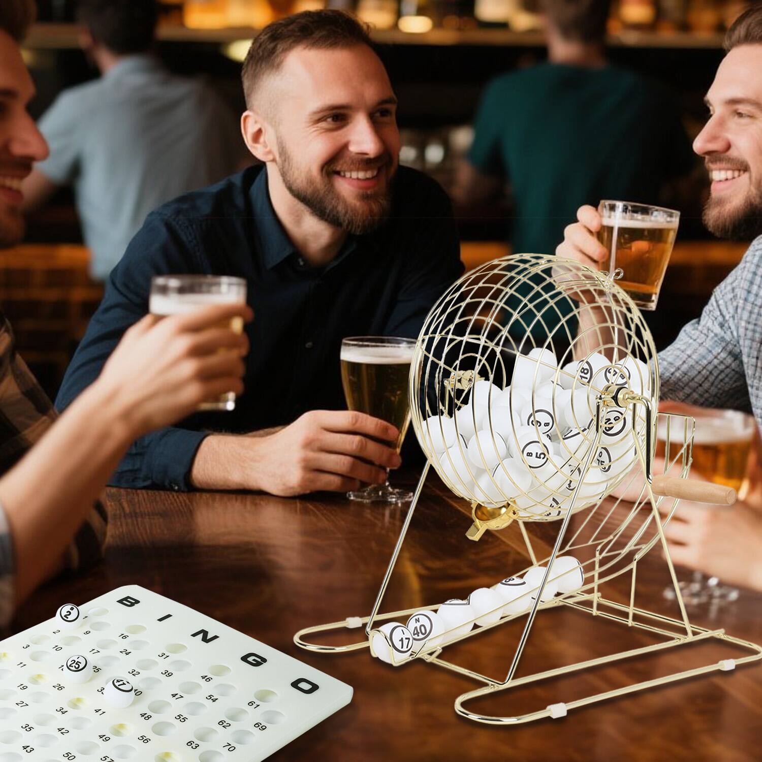 Alt View 2. GSE Games & Sports Expert - Large Bingo Game Set with 12" Bingo Cage and 1.5" Ping Pong Size Bingo Balls, Plastic Master Board.
