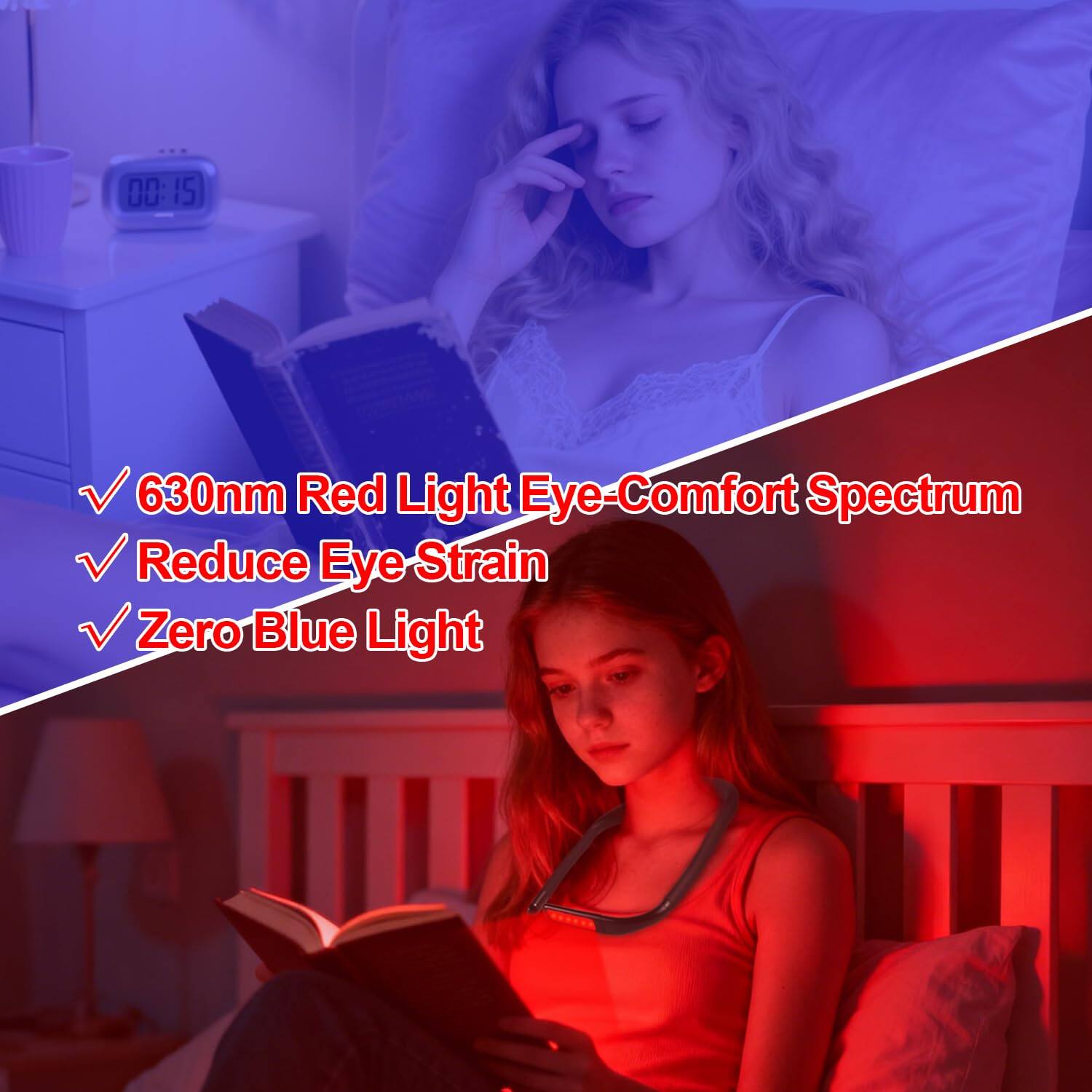 - 630nm Red Light Eye-Comfort Spectrum
- Reduce Eye Strain
- Zero Blue Light