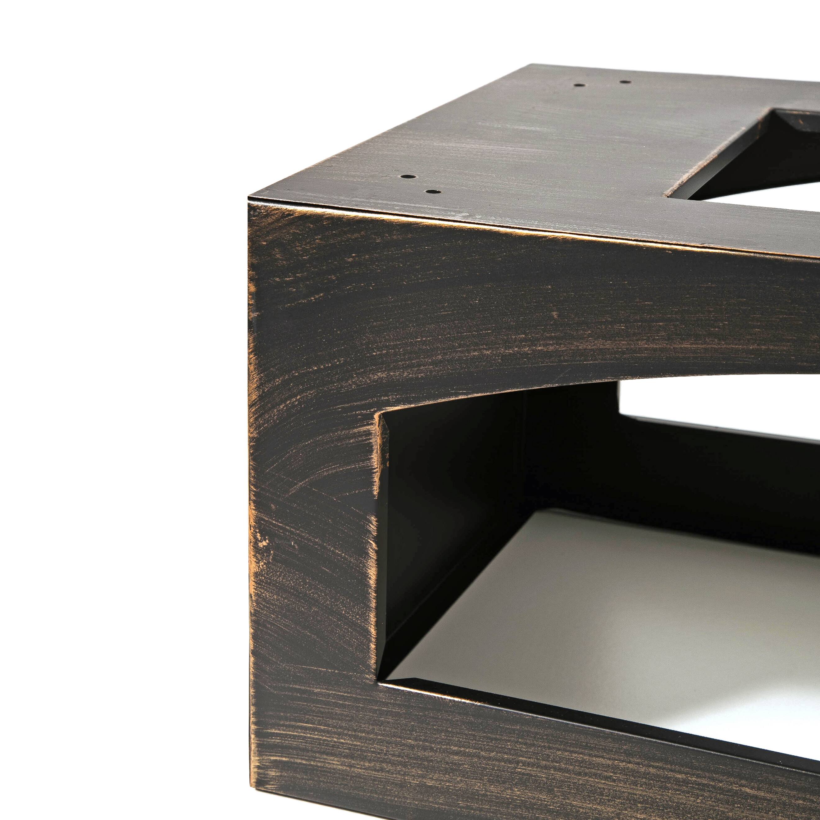 Alt View 1. Spaco - 37" Rectangular Metal Outdoor Fireplace, Built-in Log Storage and Poker for Patio Garden - Antique Brass.