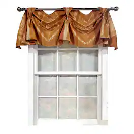 RLF Home - Nikoleta Celebration Valance Hand Pleated Tabs Elegant Window Treatment Valance 36" x 18" - Gold