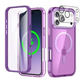 Dteck - Magnetic For Apple iPhone 17 Pro Full Body Case Built-in Screen Protector Cover with Camera Lens Protector - Darkpurple