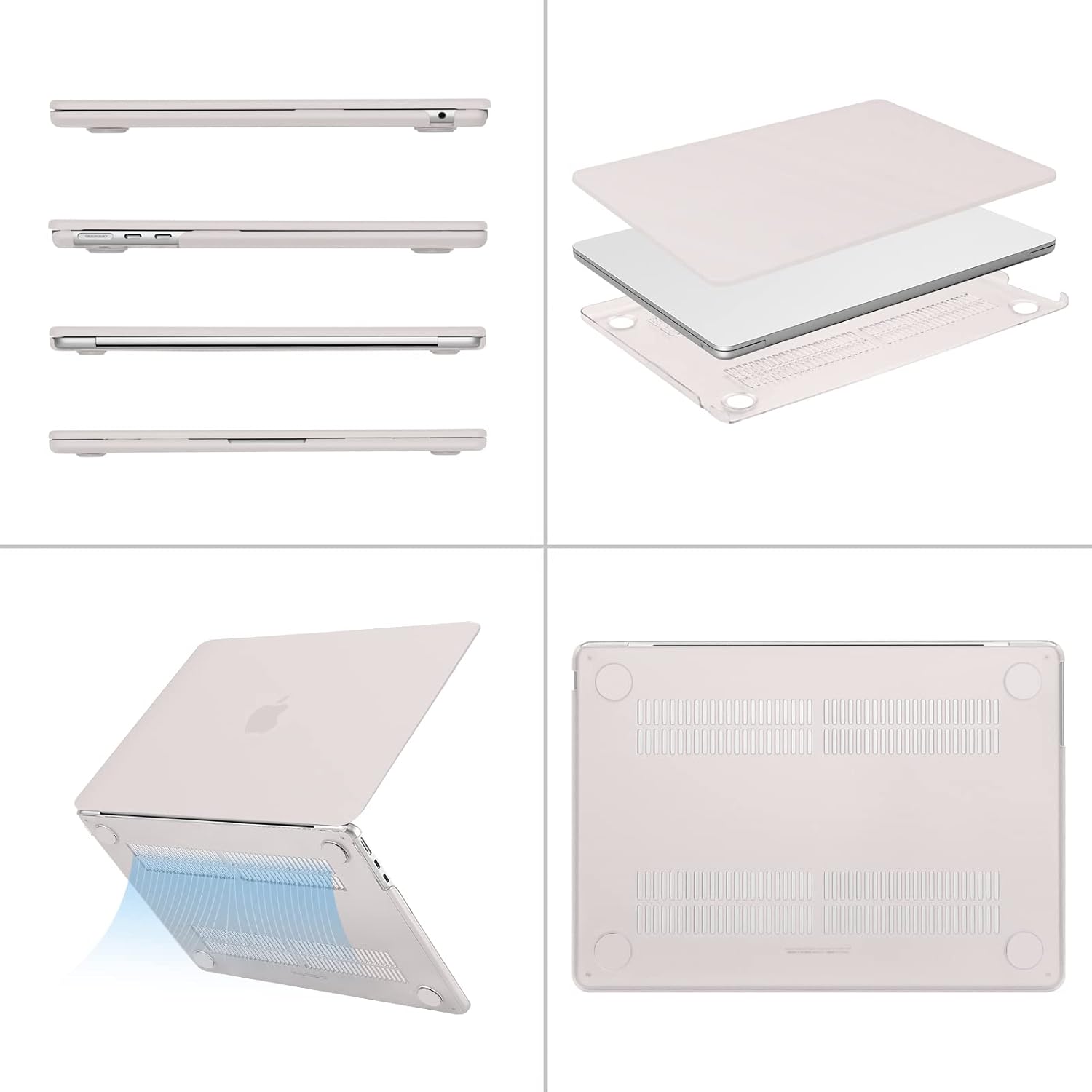 Alt View 1. mosiso - Case for 13-inch MacBook Air M5 A3449 M4 A3240 M3 A3113 M2 A2681 with Keyboard Cover Screen Protector and Pouch - Stone Gray.