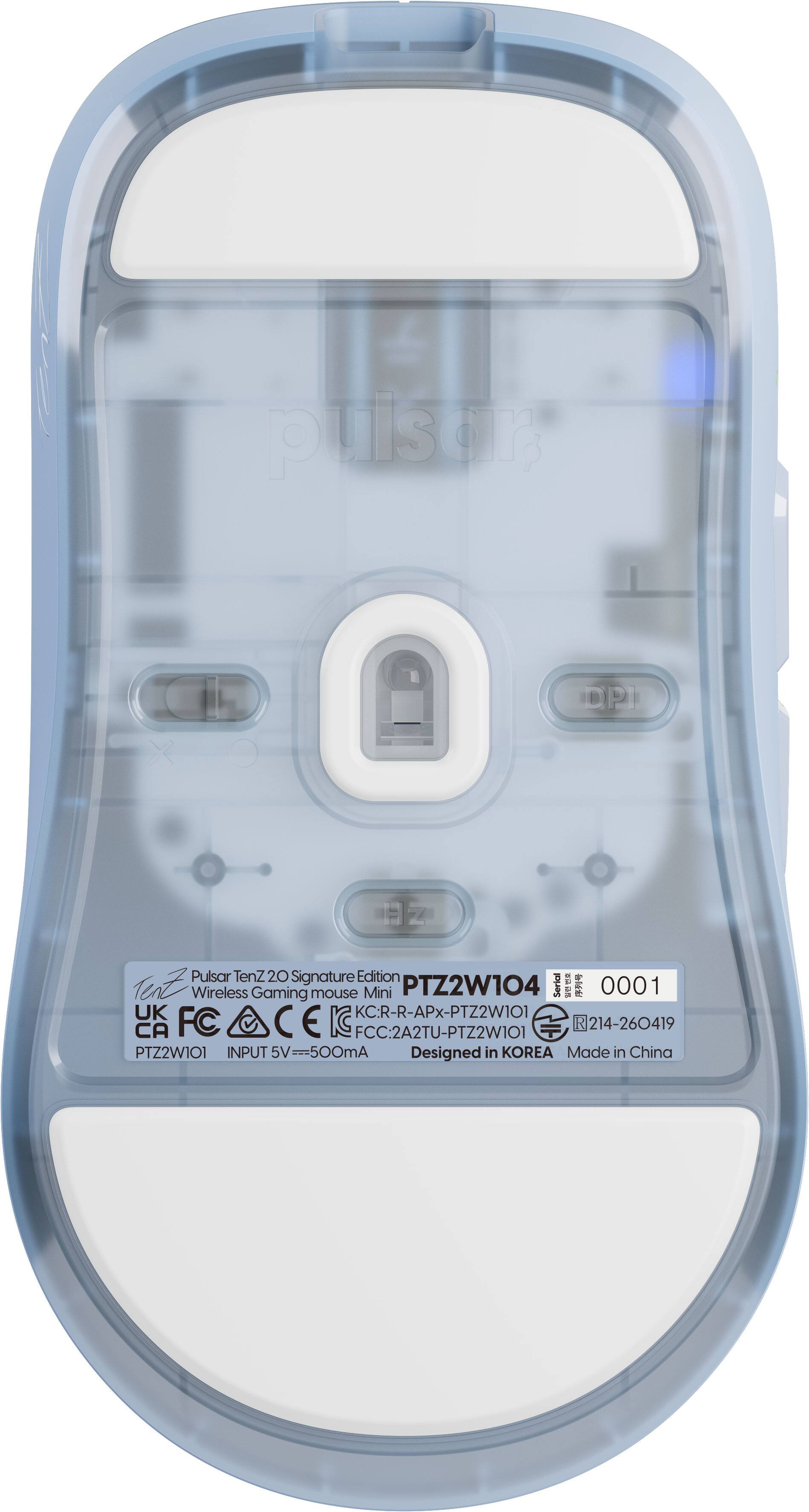 Pulsar TenZ 20 Signature Edition Wireless Gaming mouse Mini PTZ2W104 - .... - 0001 UK KCR-R-APX-PTZZW101 CA FCACE C FCC2A2TU-PTZ2W101 AND 214-260419 PTZ2W101 INPUT5V=500mA Designed in KOREA Mode in China