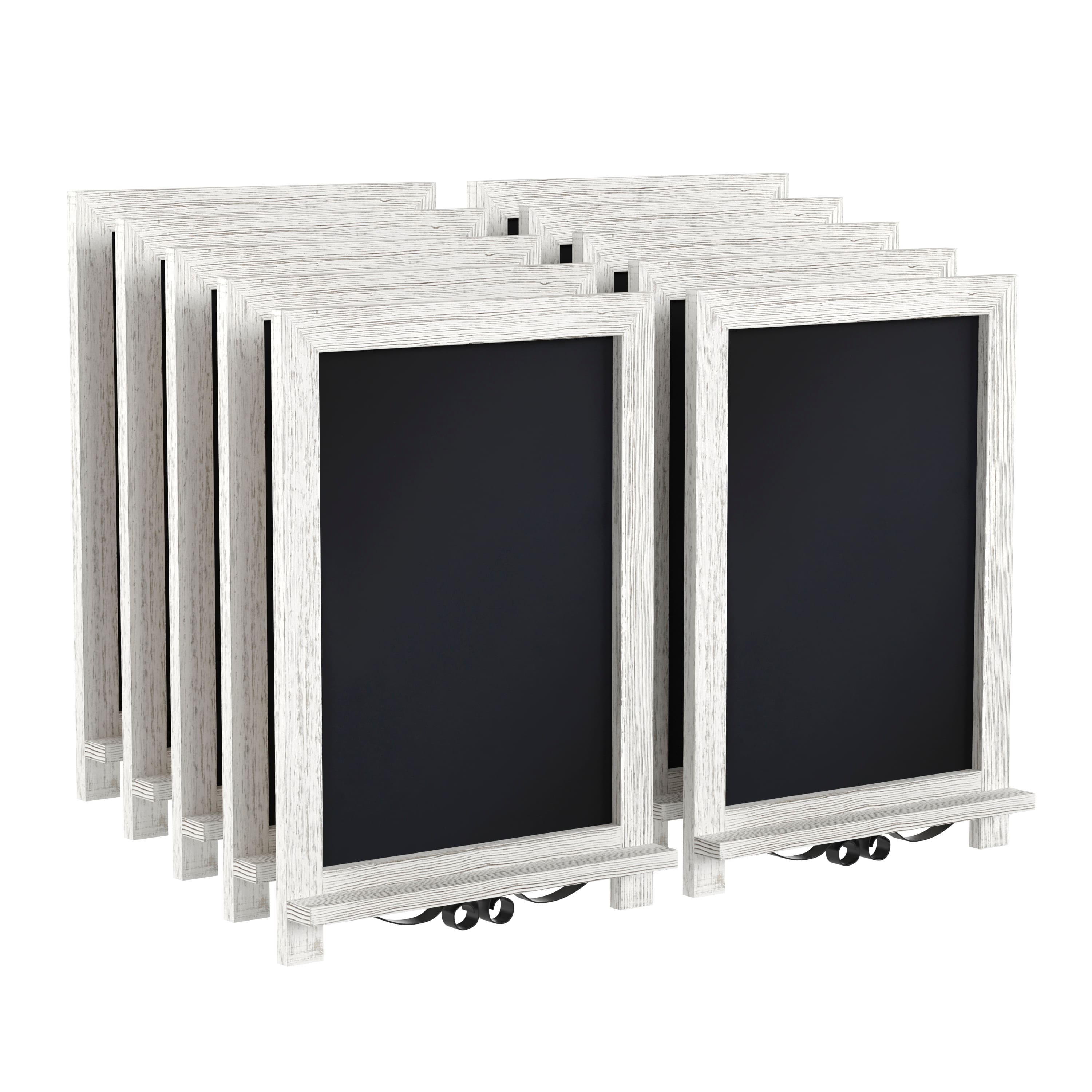 Emma + Oliver - Burke Rustic Vintage Tabletop or Wall Hanging Chalkboard with Magnetic Surface and Folding Legs - White Wash