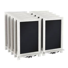 Emma + Oliver - Burke Rustic Vintage Tabletop or Wall Hanging Chalkboard with Magnetic Surface and Folding Legs - White Wash