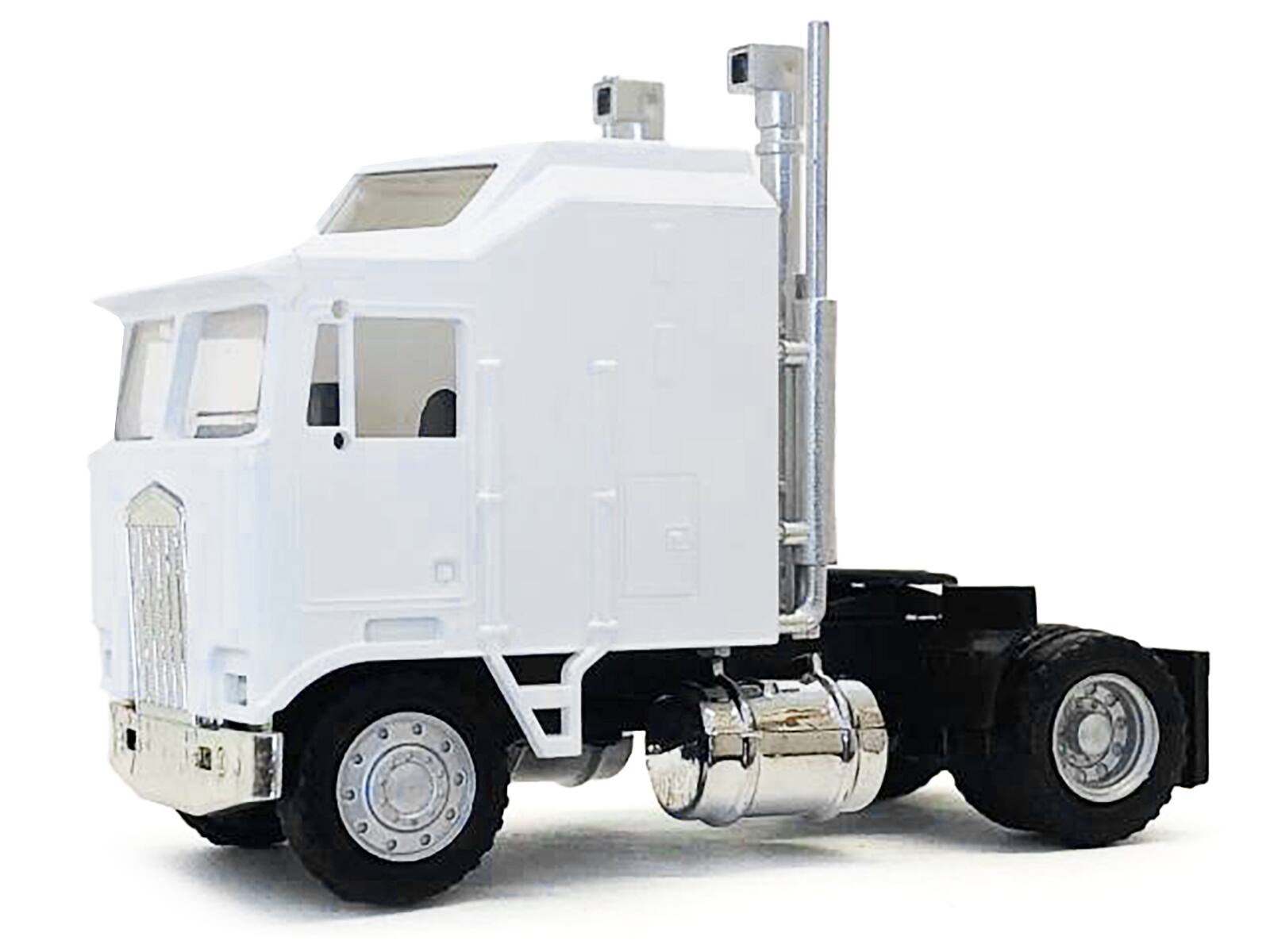 Angle. Promotex - Kenworth K100 Single-Axle Truck with 5-Bar Grill White 1/87 (HO) Plastic Model Car by Promotex - White.