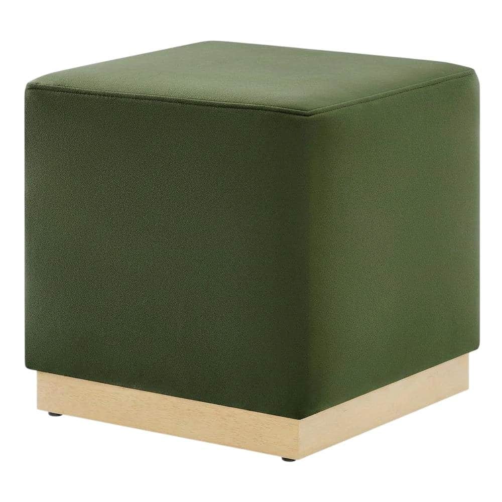 Outdoor Escape - Performance Velvet Upholstered Ottoman With Square Design And Compact Size - Green