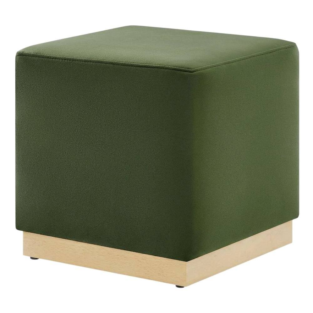 Front. Outdoor Escape - Performance Velvet Upholstered Ottoman With Square Design And Compact Size - Green.