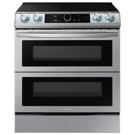 Samsung - 6.3 cu. ft. Flex Duo™ Front Control Slide-in Electric Range with Smart Dial, Air Fry & Wi-Fi - Stainless Steel