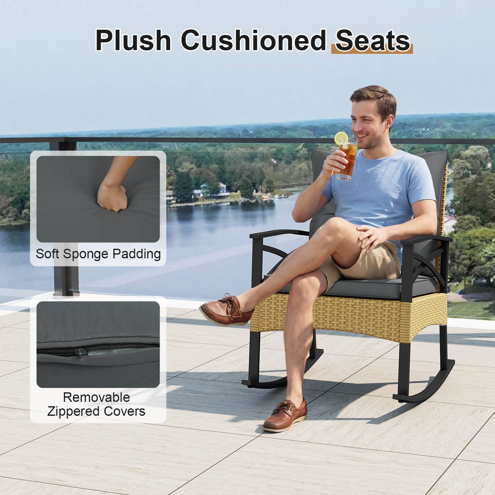 Plush Cushioned Seats  
Soft Sponge Padding  
Removable Zippered Covers
