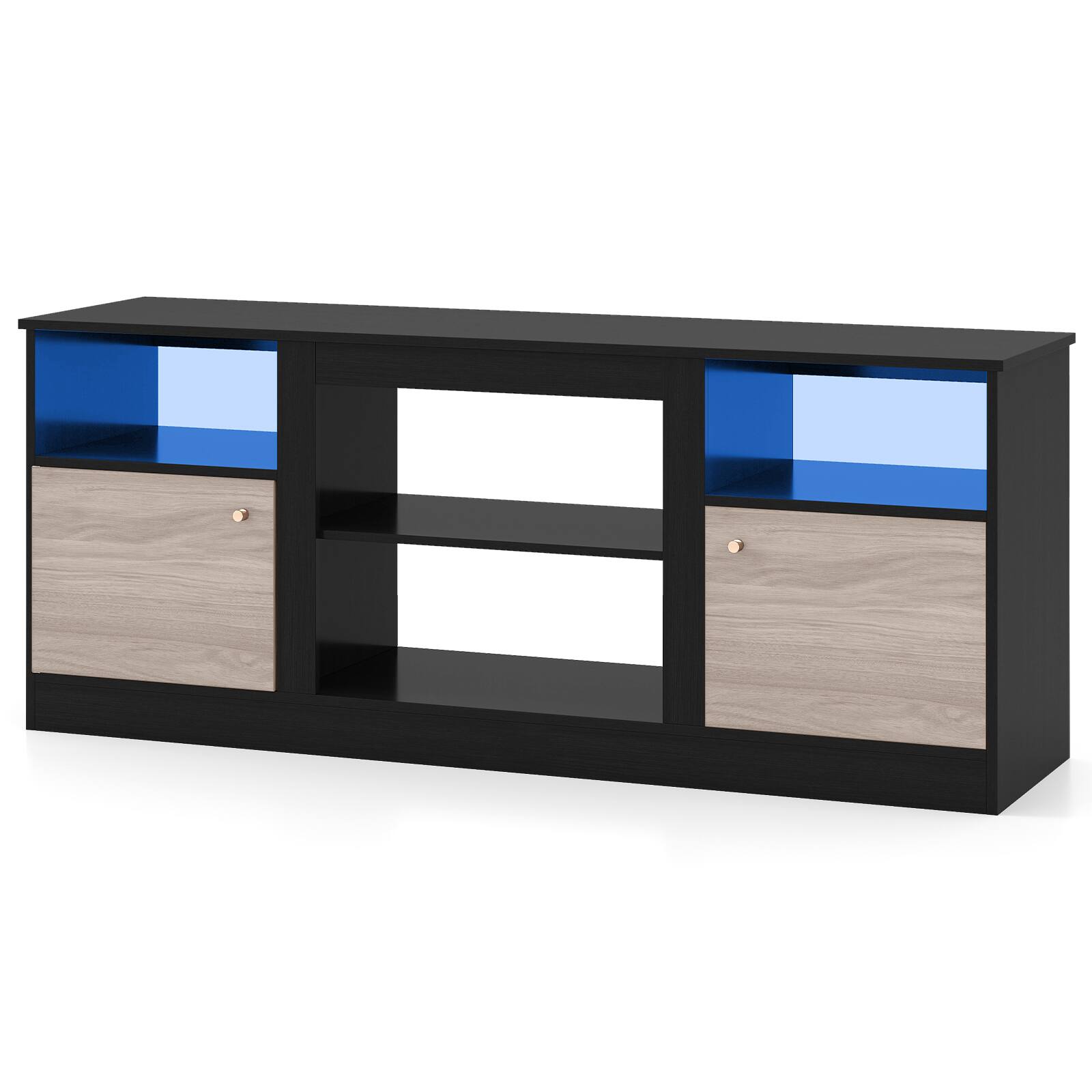 Alt View 9. Gymax - Gymax TV Stand w/ LED Lights for 65'' TVs Entertainment Center w/Adjustable Shelf - Black.