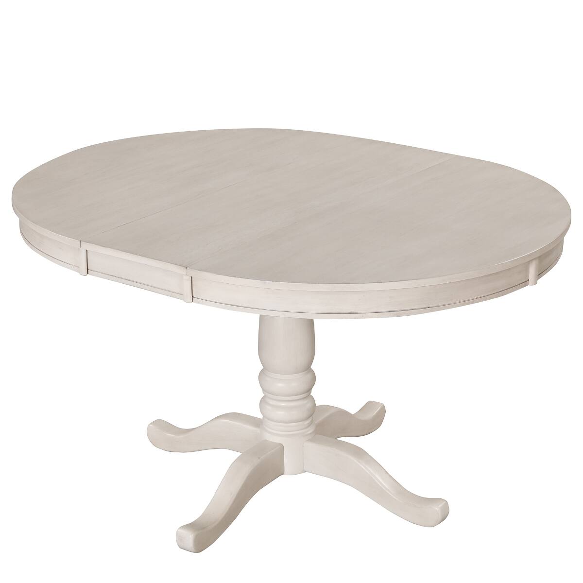 Front. Loheer - Loheer Antique White Round Dining Table with Solid Wood Base for Kitchen or Breakfast Nook - Antique White.