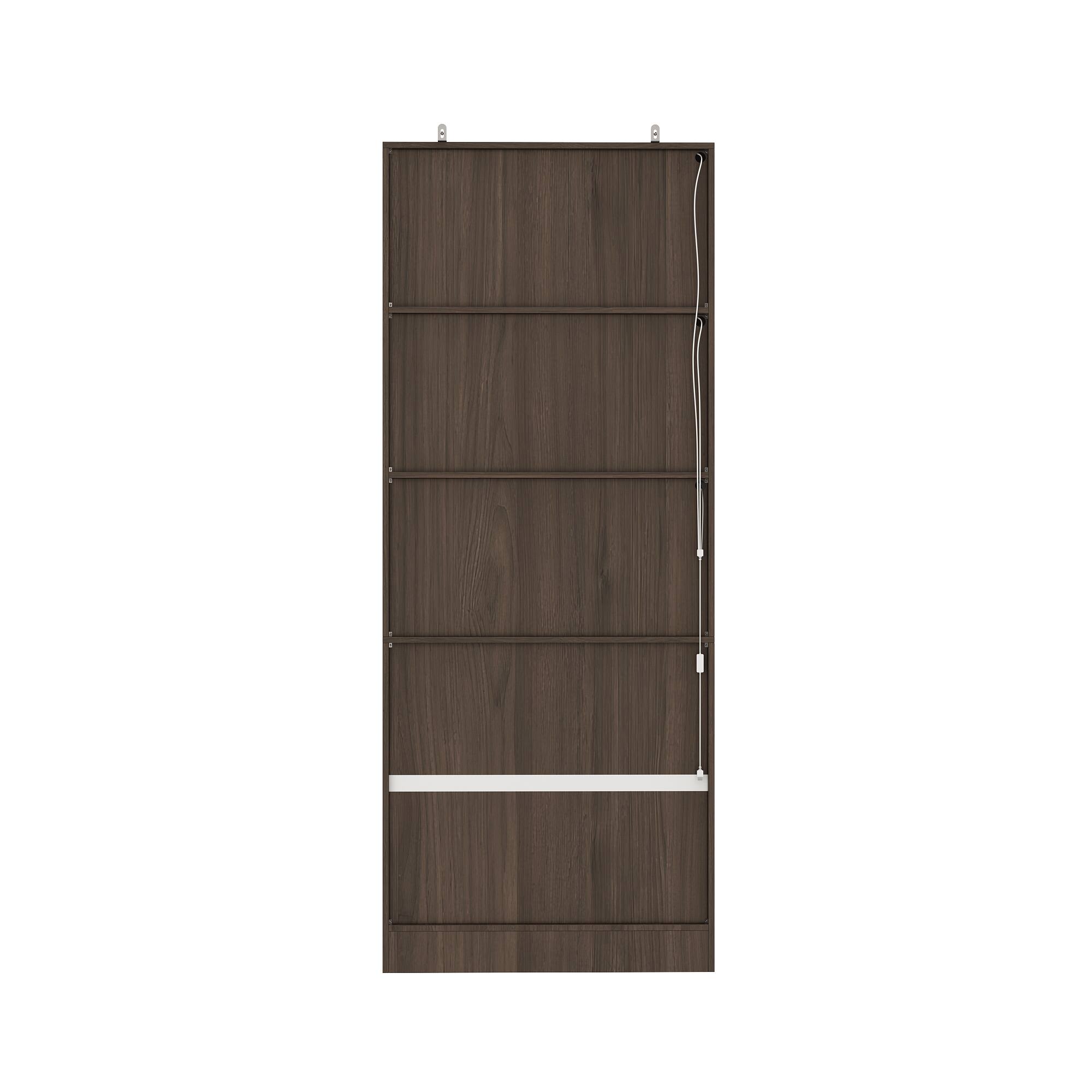 Back. Famapy - Famapy High - End Display Storage Cabinet with Glass Doors & Adjustable Lighting - Brown.