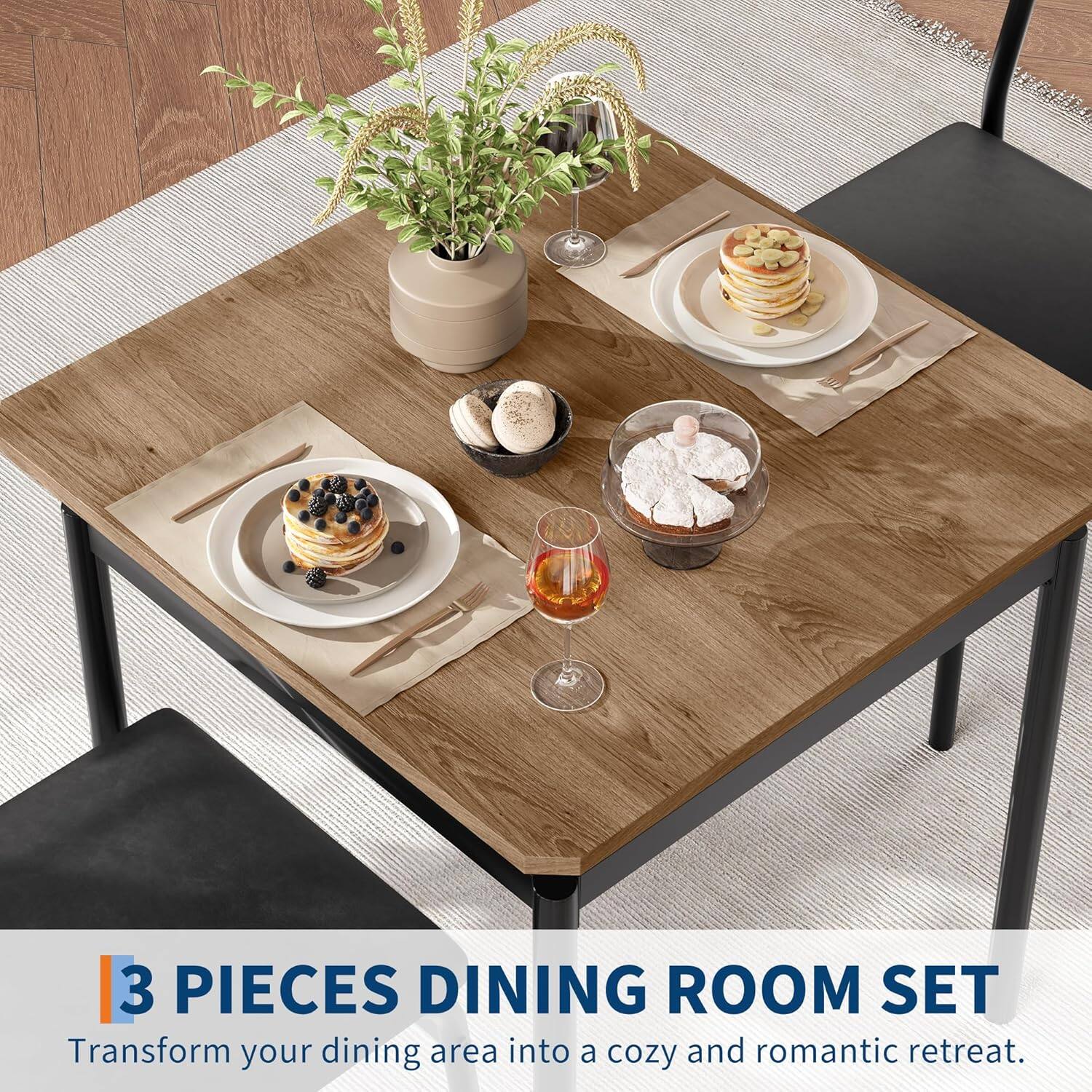3 Pieces Dining Room Set  
Transform your dining area into a cozy and romantic retreat.