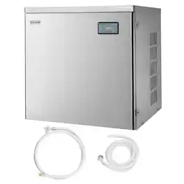 VEVOR - Commercial Ice Maker Machine - Head, 450 Lbs/Day Stainless Steel Ice Machine with Scheduled Ice-Making, Self-Cleaning - Silver
